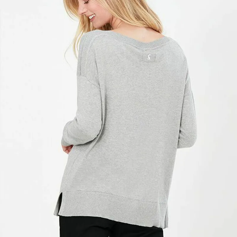 Joules Ladies Vivianna Slash Neck Grey Marl Jumper-2